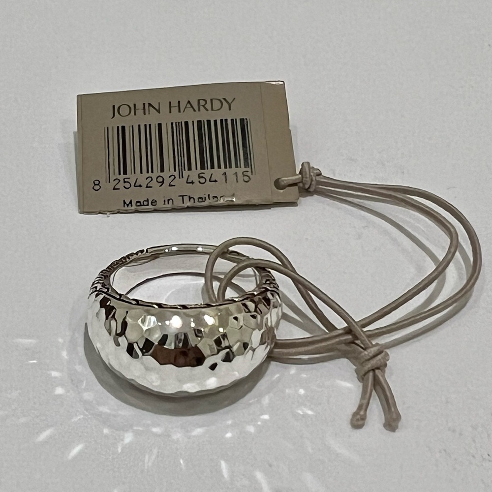 JH Sterling Silver Classic Chain Hammered & Dome Ring Size 7 (2 Rings) - Picture 8 of 9